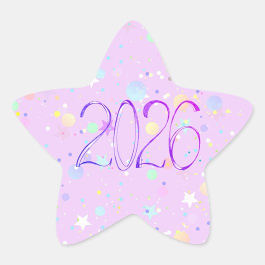 2026 number new year cute pink purple ster sticker (Voorkant)