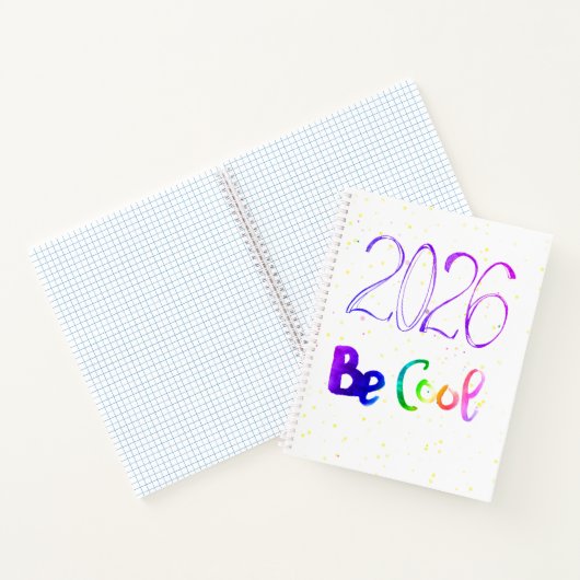 2026 number year lettering Be cool Spiral Notebook Notitieboek (Binnen)