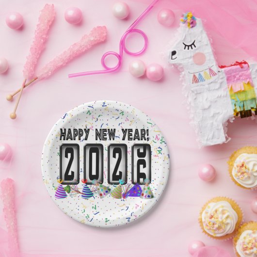 2026 Odometer Nieuwjaarsfeest Papieren Bordje (Feest)