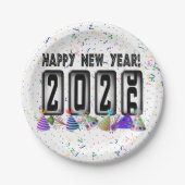 2026 Odometer Nieuwjaarsfeest Papieren Bordje (Voorkant)