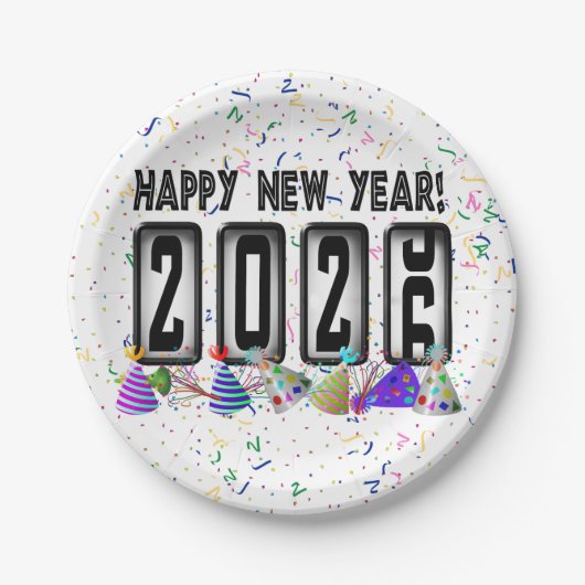 2026 Odometer Nieuwjaarsfeest Papieren Bordje (Voorkant)