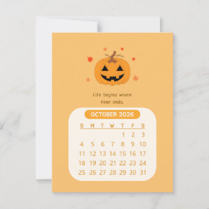 2026 Oktober Maandelijkse Kawaii Motivatie Kalende Briefkaart