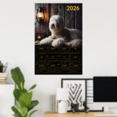 2026 Old English Sheepdog-kalender Poster (Thuiskantoor)