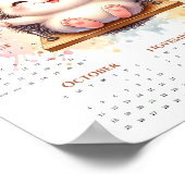 2026 One-Page Calendar Cute Hedgehog on Swing Poster (Hoek)