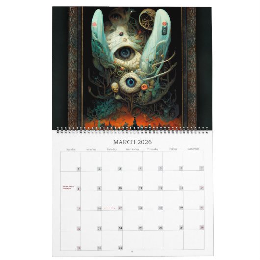 2026 Organisms Surreal Dark Sci-Fi Kalender (Mar 2026)