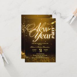 2026 Oud en Nieuw-feest Goud Glitter Zwart Kaart