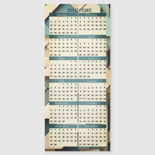 2026 Overzicht Kalender Magnetische Kaart (Voorkant)