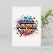 2026: Own Your Story - The Empowerment Slogan Folie Uitnodiging (Staand Voorkant)