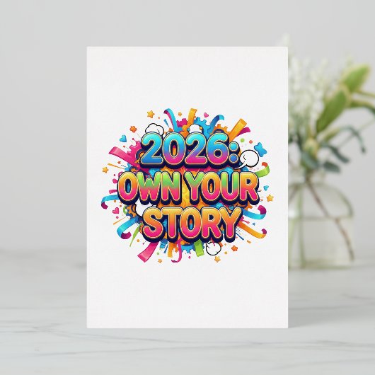 2026: Own Your Story - The Empowerment Slogan Folie Uitnodiging (Staand Voorkant)