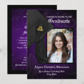 2026 Paars Zwarte Kwast Charme Foto Afstuderen Kaart (Voorkant / Achterkant)