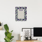 2026 Paarse Clematis Bloemen Muurkalender Poster (Thuiskantoor)