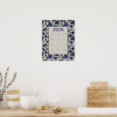 2026 Paarse Clematis Bloemen Muurkalender Poster (Keuken)