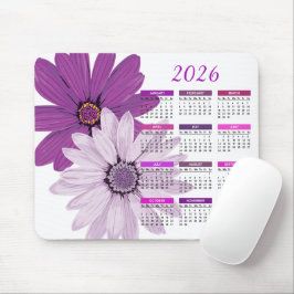 2026  Paarse Daisies Kalender Muismat