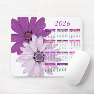 2026 Paarse Daisies Kalender Muismat