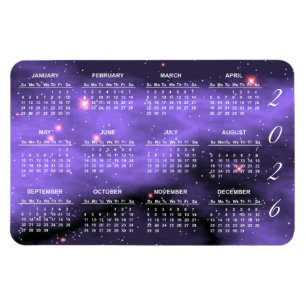 2026 Paarse Ruimte Galaxy Kalender Magneet