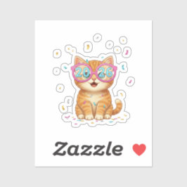 2026 Party Glasses Cat Smiling Feline New Year  Sticker