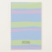 2026 Pastel Roze Blauw Groen Chunky Stripes Planner (Voorkant)