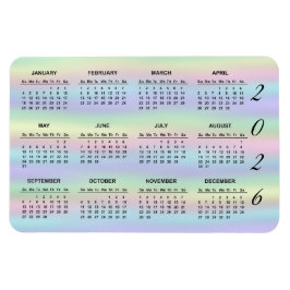 2026 Pastelregenboog holografische kalender magnee Magneet