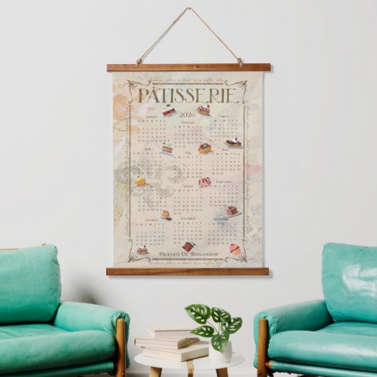 2026 Patisserie Art Calendar Hangend Wandkleed (Woonkamer)