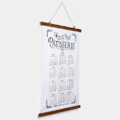 2026 Patisserie wall Calendar, Black and white Hangend Wandkleed (Gebogen)