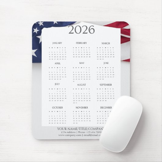 2026 Patriotic Mini Calendar Muismat (Met muis)