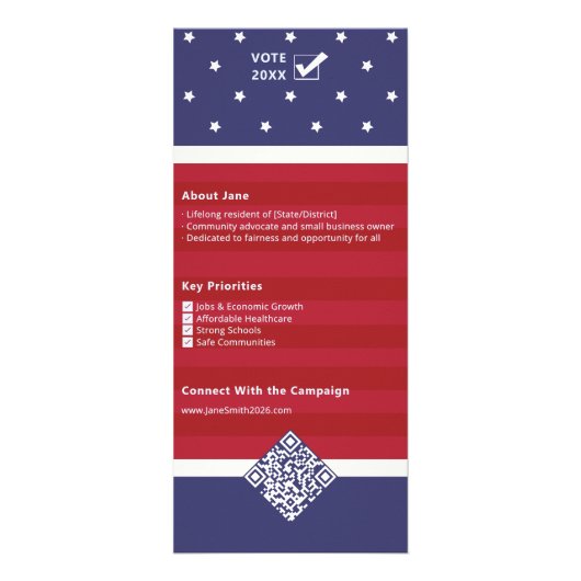 2026 Patriottische Amerikaanse vlag Custom politie Reclamekaart (Achterkant)