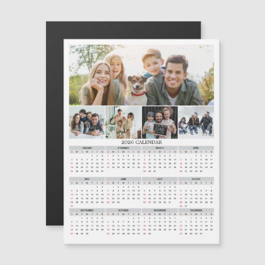 2026 Personalized Family Photo Calendar Magnet (Voorkant / Achterkant)
