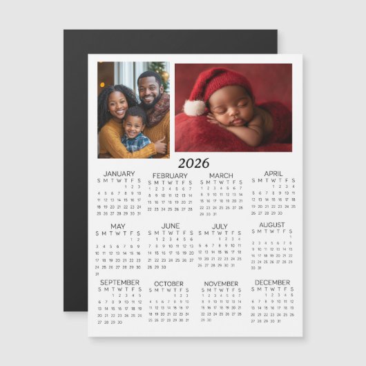 2026 Personalized Photos Mini Calendar (Voorkant / Achterkant)