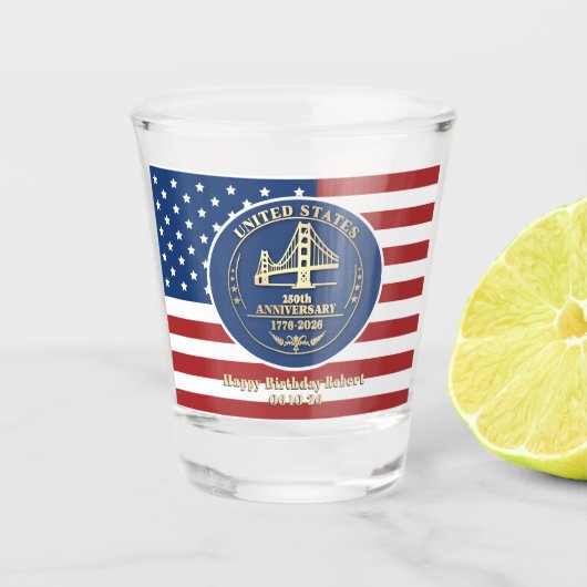2026 persoonlijke boodschap VS 250 jaar herdenking Shot Glas (Voorkant)