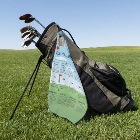 2026 Photo Calendar Golf Theme Golfhanddoek (Groen)