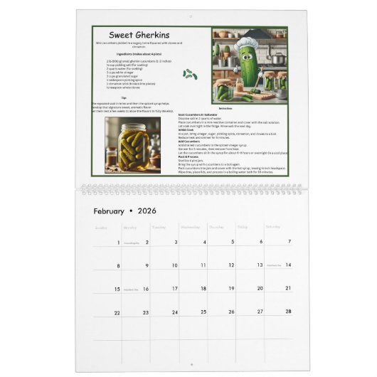 2026 Pickle Calendar with Recipes Kalender (Feb 2026)