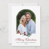 2026 Pine Arch Donkerrood Kerstfotokalender Feestdagenkaart (Voorkant)