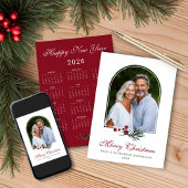 2026 Pine Arch Donkerrood Kerstfotokalender Feestdagenkaart