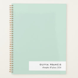 2026 Plannen Moderne Minimalistische Mint Groene P Planner