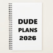 2026 Planner For Men Dude Plans Black Font White (Voorkant)
