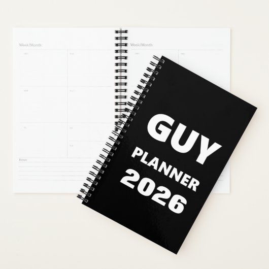 2026 Planner For Men Guy Planner White Font Black (Display)