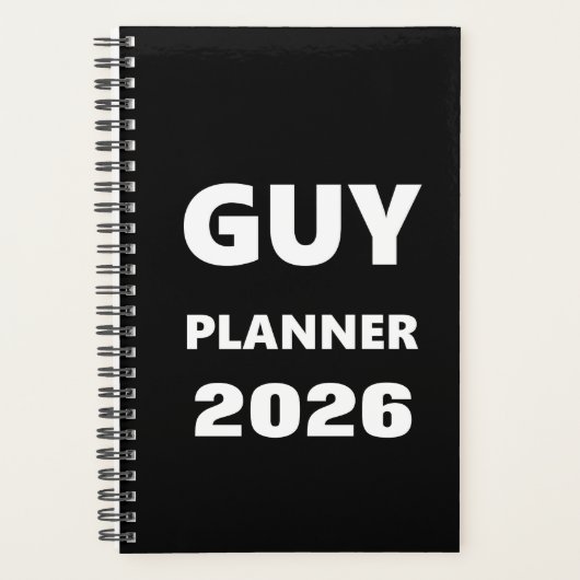 2026 Planner For Men Guy Planner White Font Black (Voorkant)