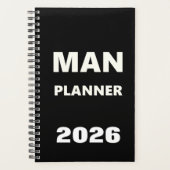 2026 Planner For Men Man Planner White Font Black (Voorkant)