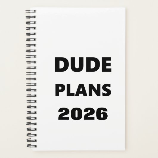 2026 Planner voor mannen Dude Plans Zwart letterty (Voorkant)