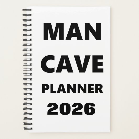2026 Planner voor mannen Man Cave Planner Zwart le (Voorkant)