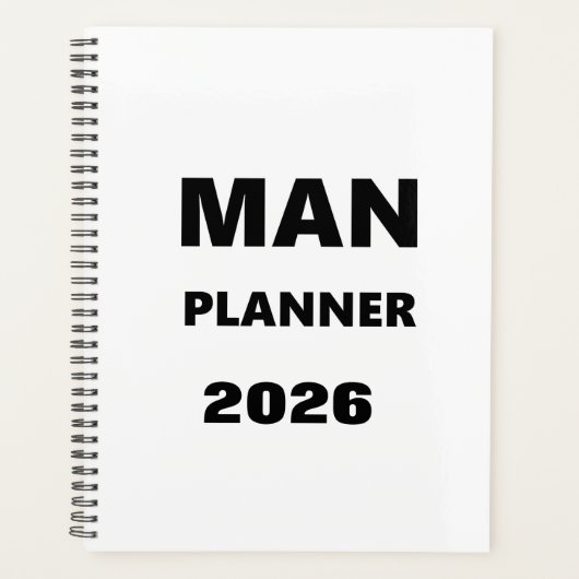 2026 Planner voor mannen Man planner zwart lettert (Voorkant)