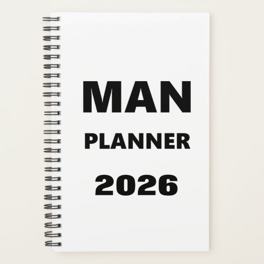 2026 Planner voor mannen Man planner zwart lettert (Voorkant)