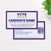 2026 Political Campaign Candidate Election Contact Visitekaartje (Bureau)