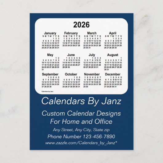 2026 Politiebox Blauwe Zakelijke Kalender van Janz Briefkaart (Voorkant)