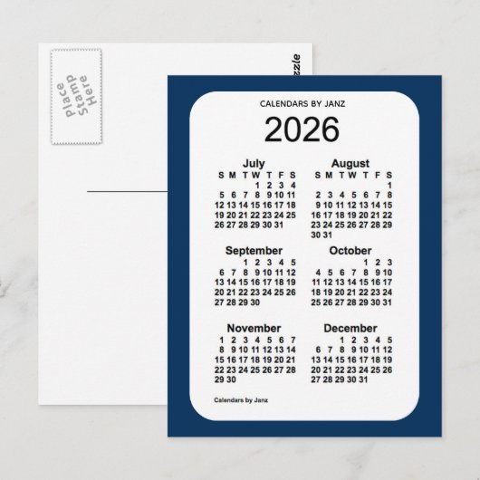 2026 Politiedoos blauw 6 maanden Mini Agenda van J Briefkaart (Voorkant / Achterkant)