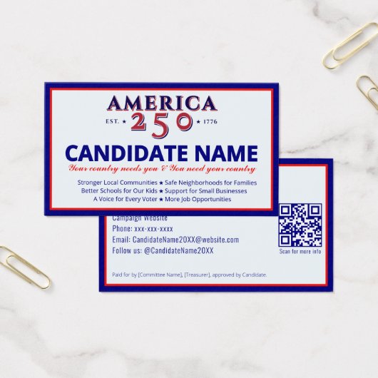 2026 Politieke campagne Kandidaat Verkiezingsconta Visitekaartje (Kantoor)