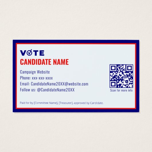 2026 Politieke campagne Kandidaat Verkiezingsconta Visitekaartje (Achterkant)