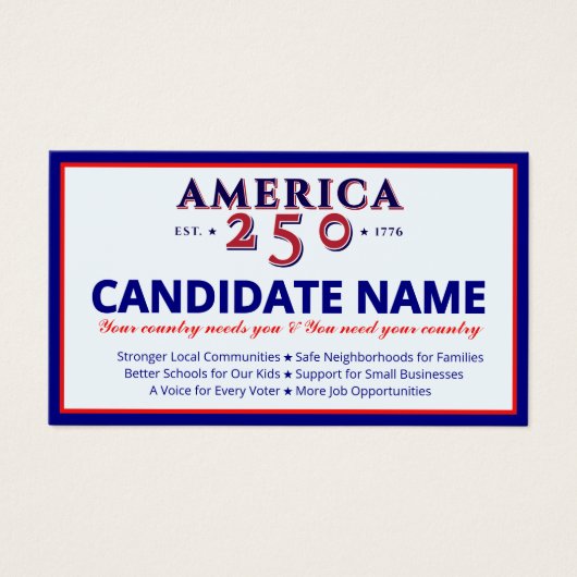 2026 Politieke campagne Kandidaat Verkiezingsconta Visitekaartje (Voorkant)