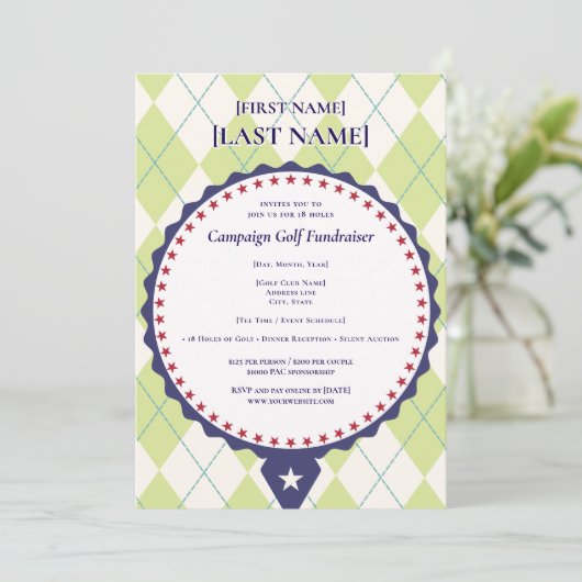 2026 Politieke Kandidaat Golf Scramble Fundraiser Kaart (Staand voorkant)
