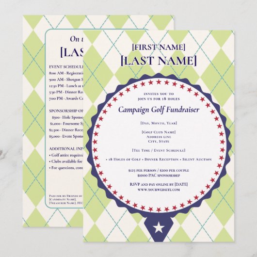 2026 Politieke Kandidaat Golf Scramble Fundraiser Kaart (Voorkant / Achterkant)